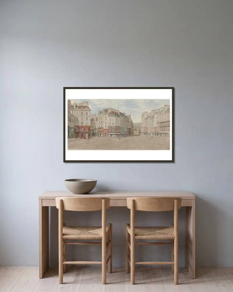 Place Maubert, 5ème arrondissement av Jules Gaildrau inramad på en vägg