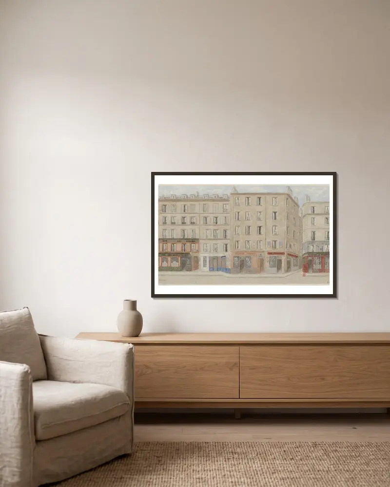 Rue Beaubourg Nº16 à 20, 4ème arrondissement av Jules Gaildrau inramad på en vägg