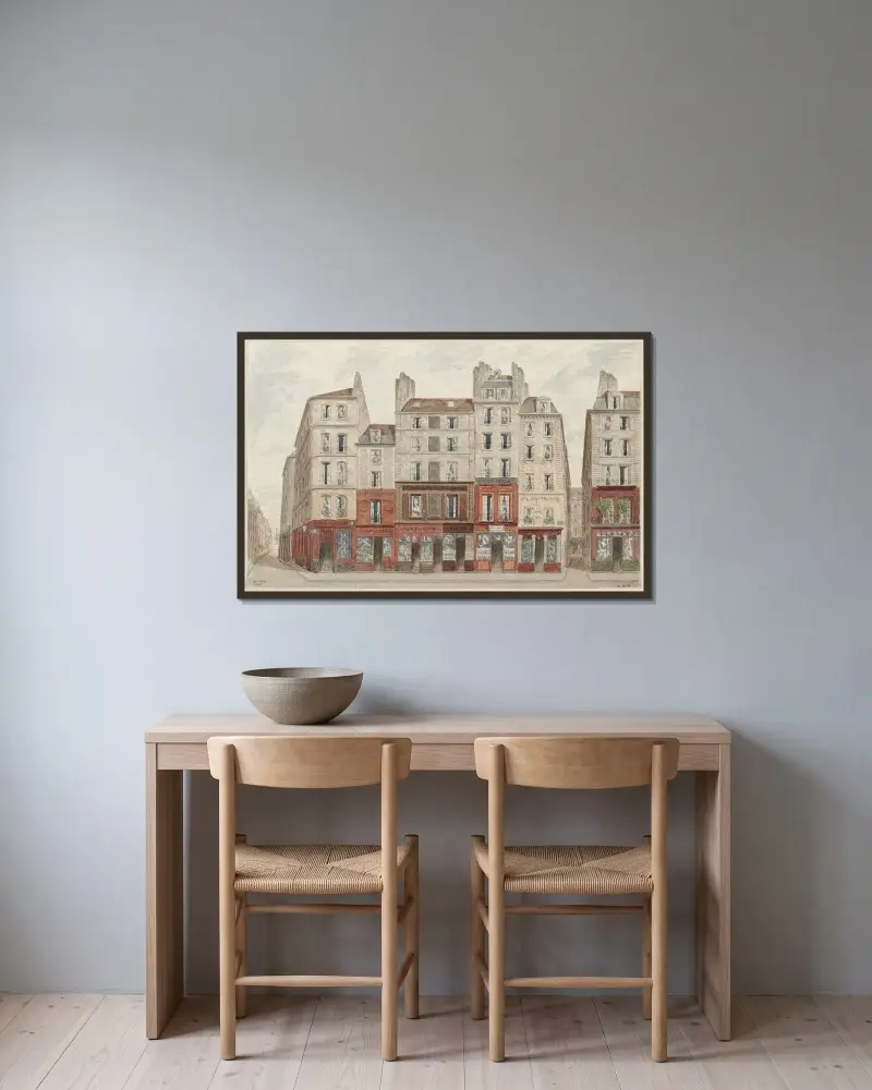 Rue Galande Nº18 à 28, 5ème arrondissement av Jules Gaildrau inramad på en vägg