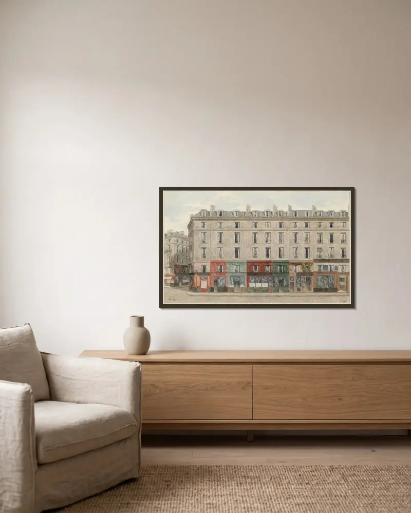 Rue Jean-Jacques Rousseau nº42 à 48, 1:a arrondissementet av Jules Gaildrau inramad på en vägg