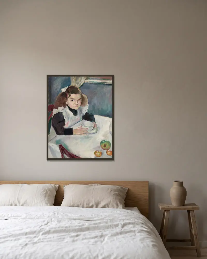 Bucia Pincas à son petit déjeuner av Jules Pascin inramad på en vägg