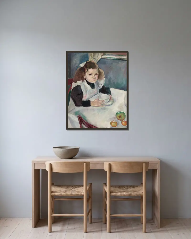 Bucia Pincas à son petit déjeuner av Jules Pascin inramad på en vägg