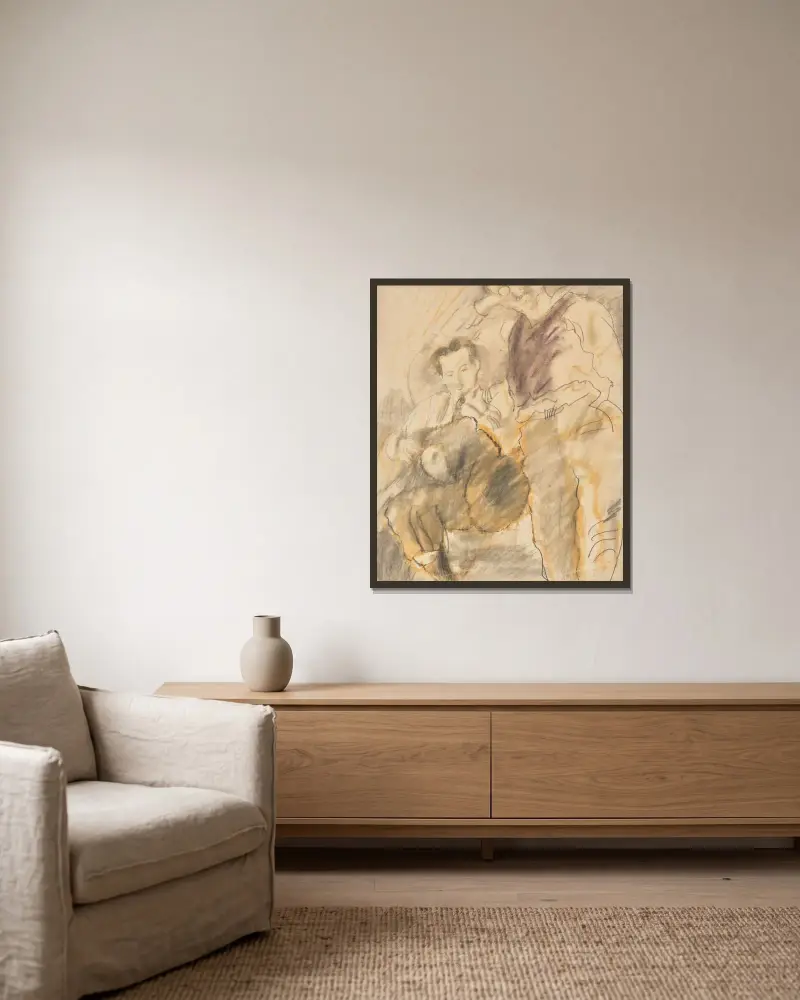 Emile Ganso och en vän av Jules Pascin inramad på en vägg