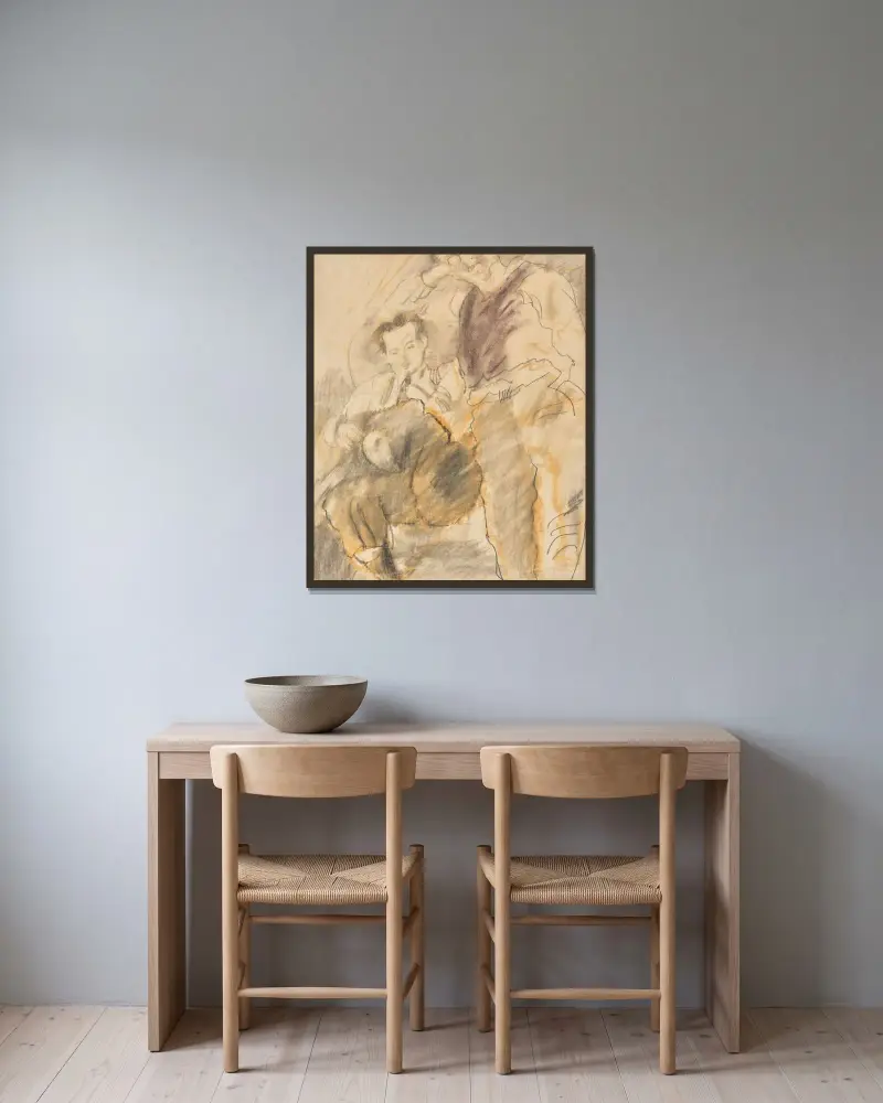 Emile Ganso och en vän av Jules Pascin inramad på en vägg