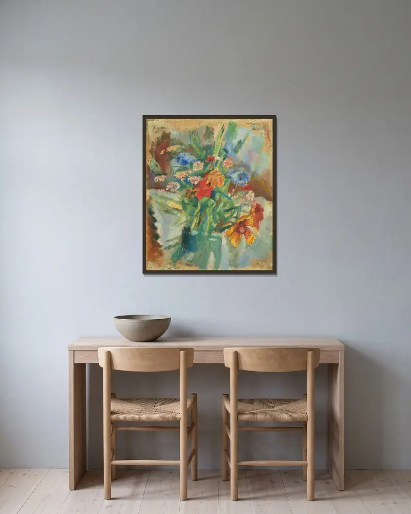 Fleurs av Jules Pascin inramad på en vägg