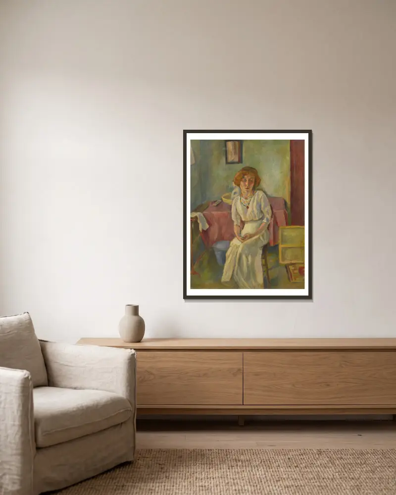 Hermine David à l’atelier av Jules Pascin inramad på en vägg
