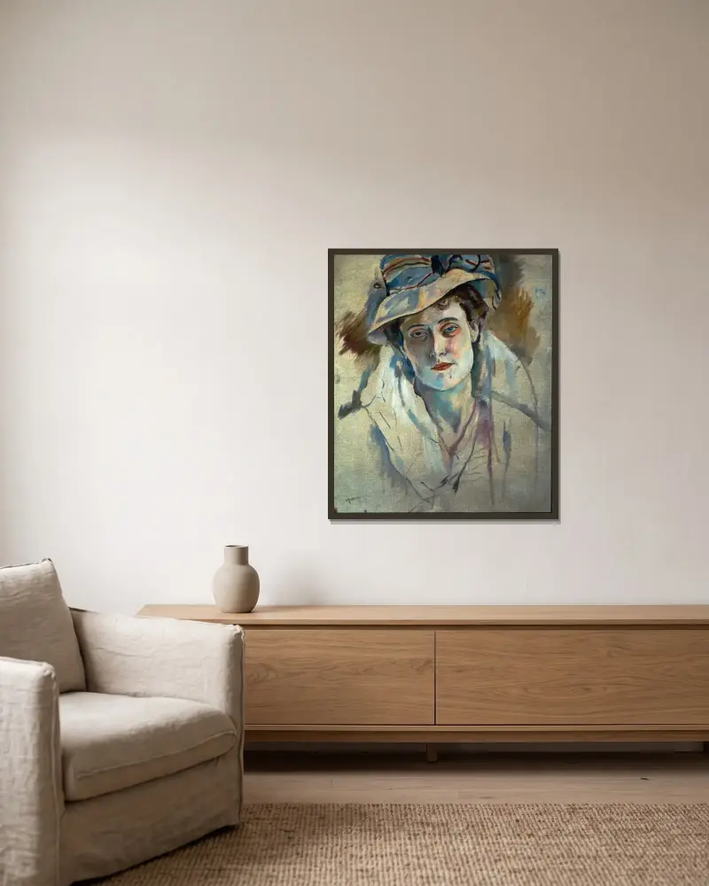 Hermine David av Jules Pascin inramad på en vägg