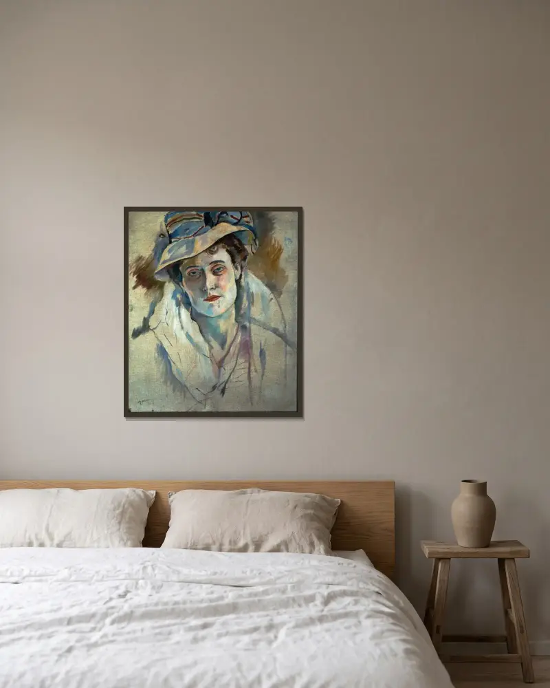 Hermine David av Jules Pascin inramad på en vägg