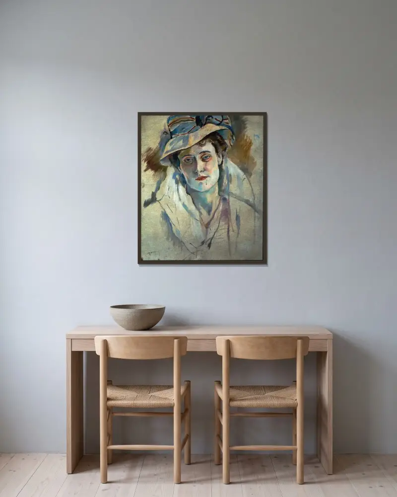 Hermine David av Jules Pascin inramad på en vägg