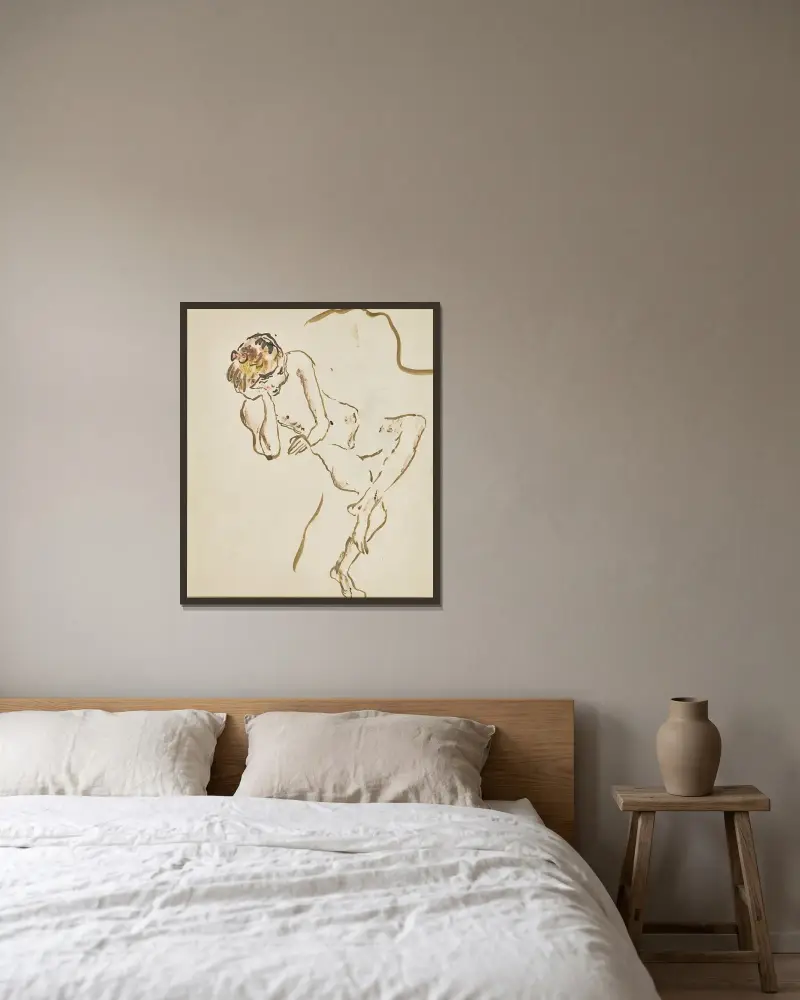 Ung pojke sittande av Jules Pascin inramad på en vägg