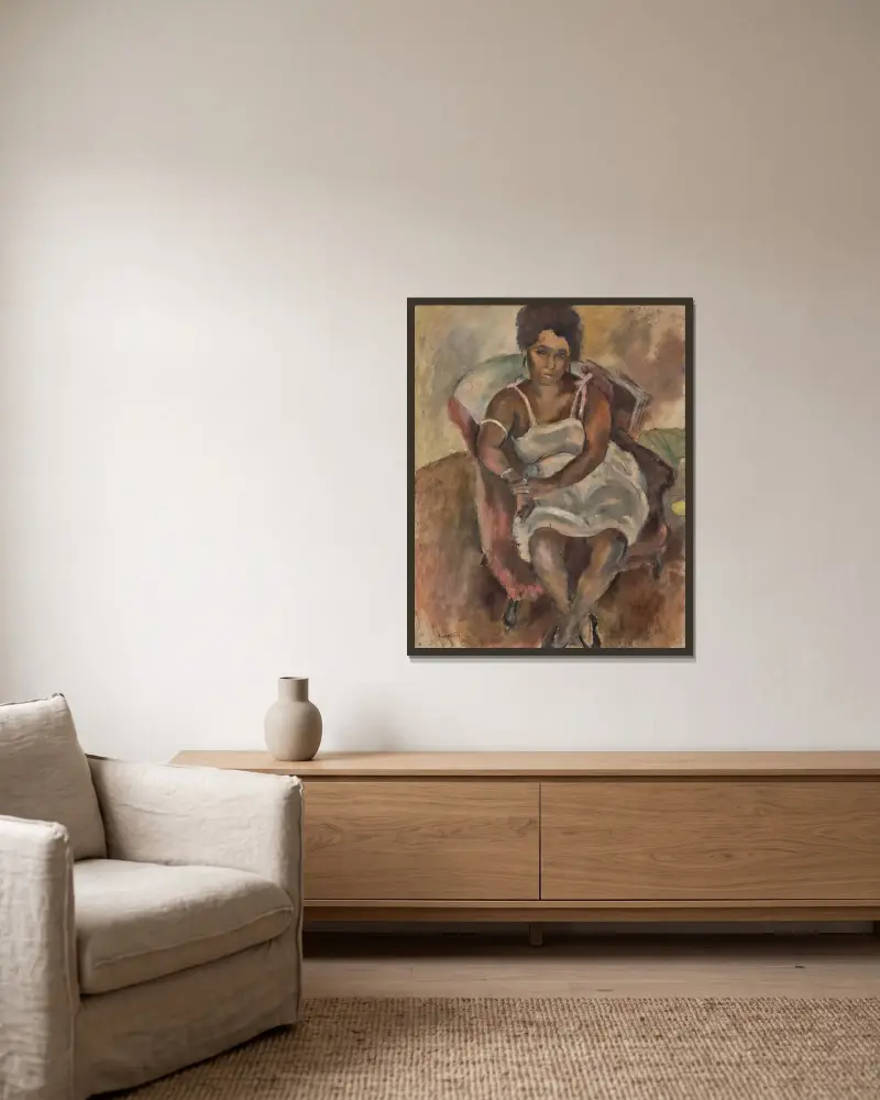 Julie, kvinnan från Martinique av Jules Pascin inramad på en vägg