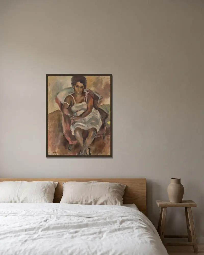 Julie, kvinnan från Martinique av Jules Pascin inramad på en vägg