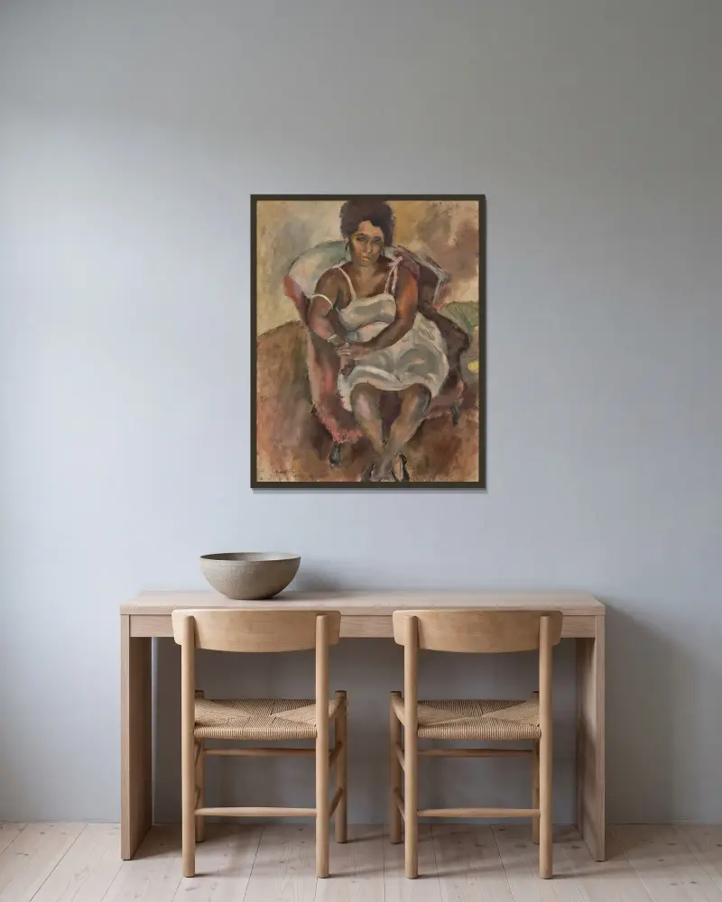 Julie, kvinnan från Martinique av Jules Pascin inramad på en vägg