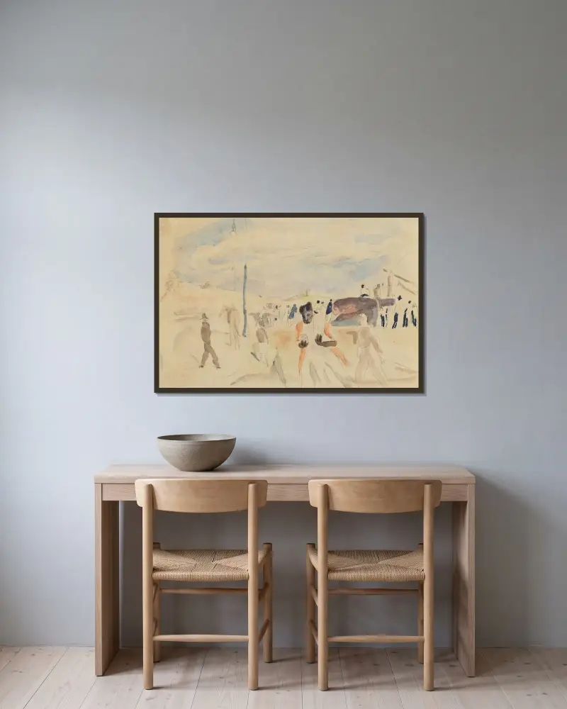 Promenaden av Jules Pascin inramad på en vägg