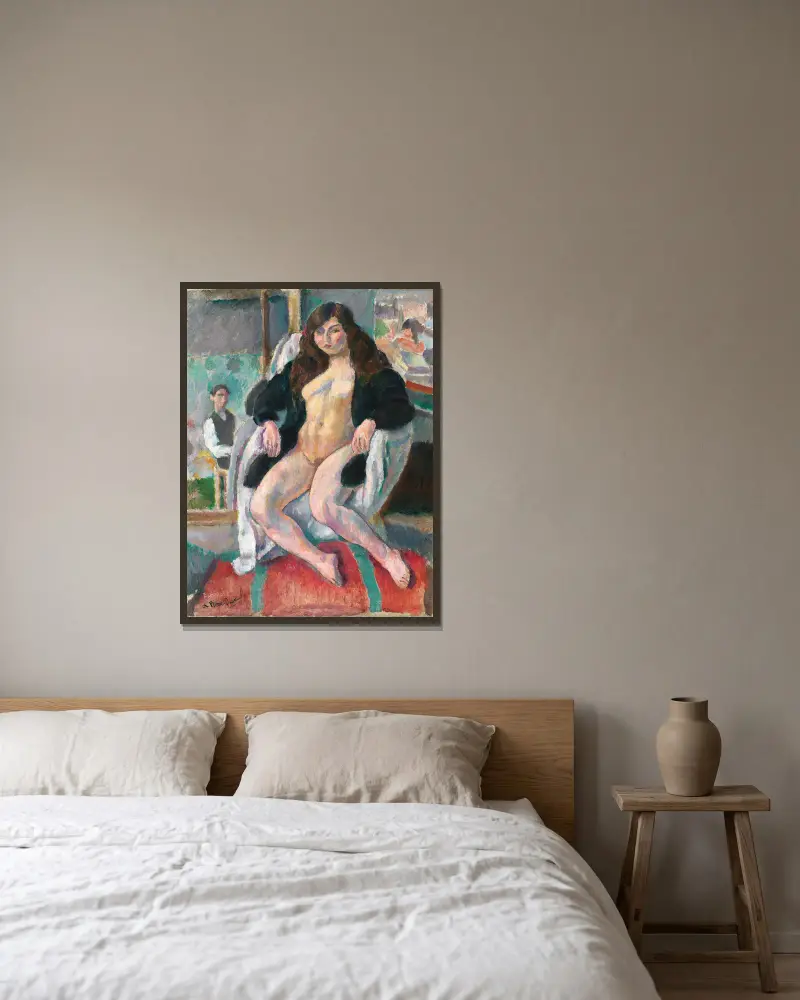 Le Peintre Et Son Modèle av Jules Pascin inramad på en vägg