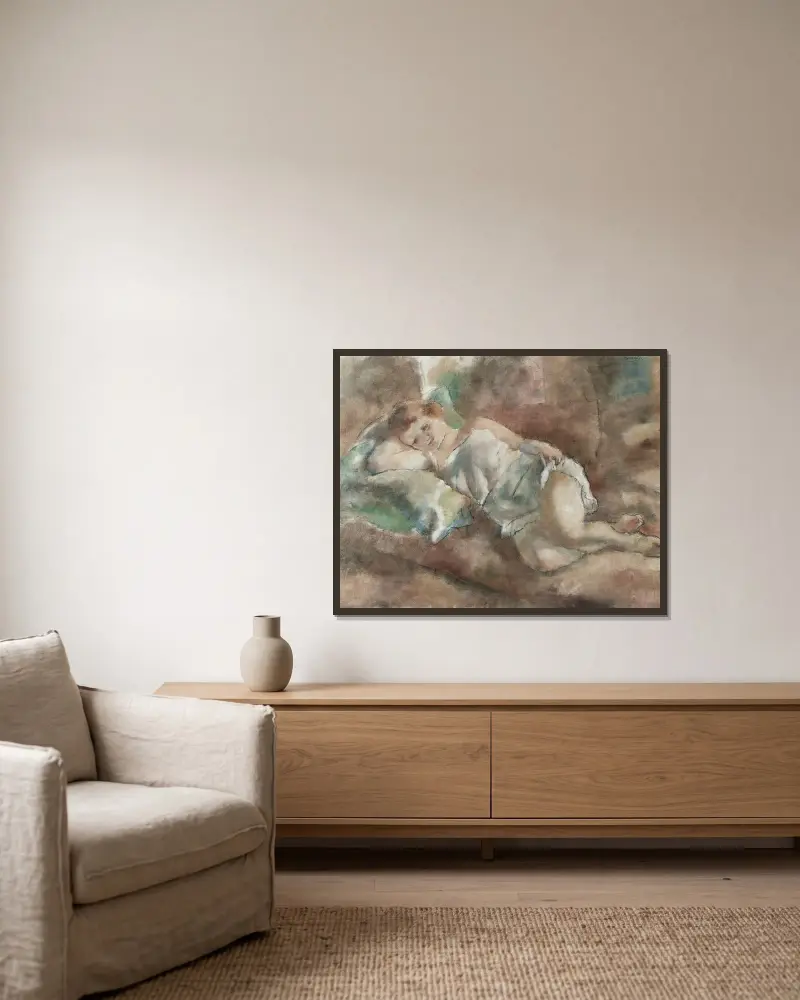 Modellens vila av Jules Pascin inramad på en vägg
