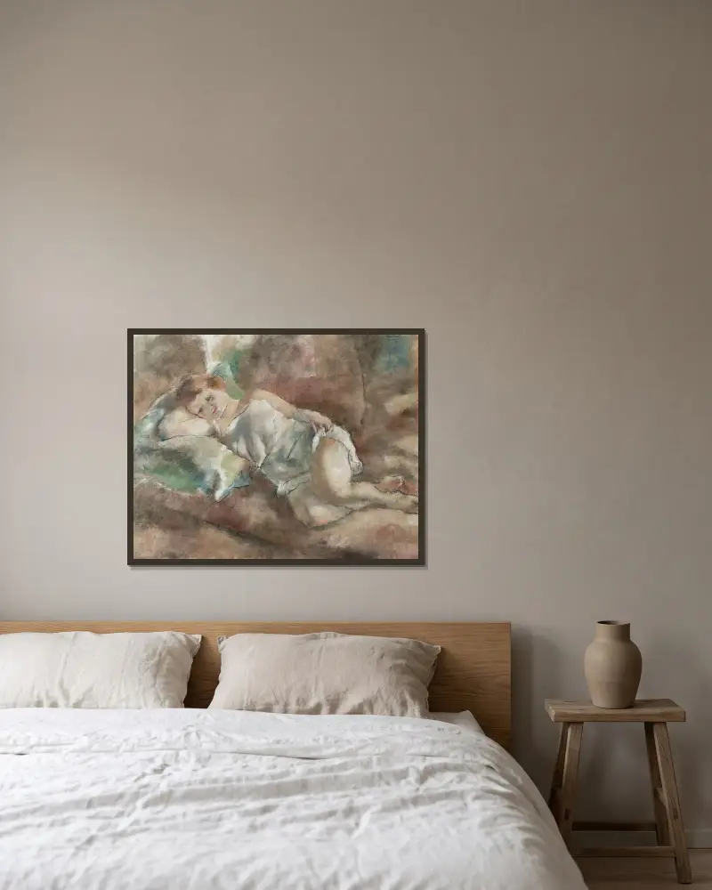 Modellens vila av Jules Pascin inramad på en vägg