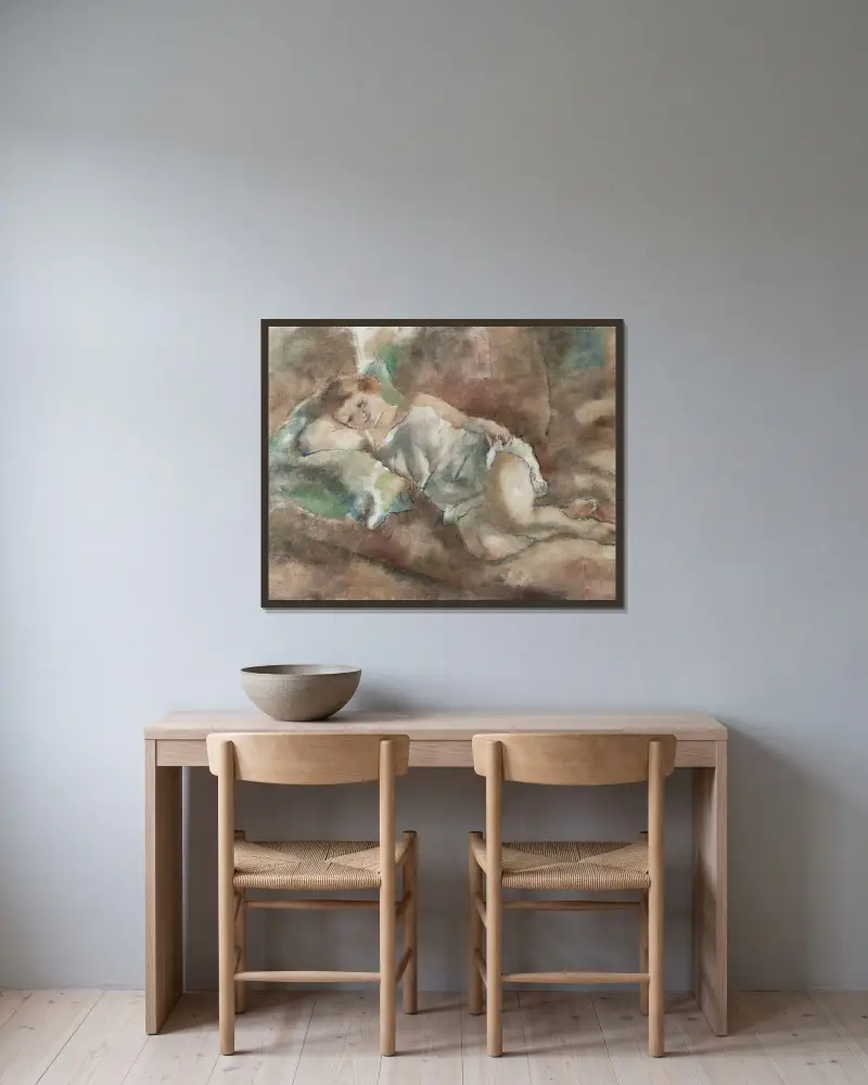 Modellens vila av Jules Pascin inramad på en vägg