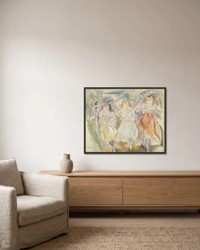 Les grands chapeaux av Jules Pascin inramad på en vägg