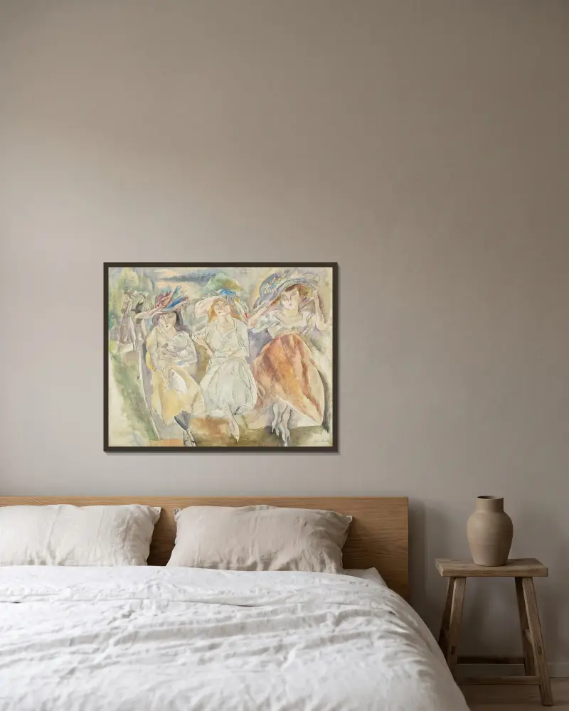 Les grands chapeaux av Jules Pascin inramad på en vägg