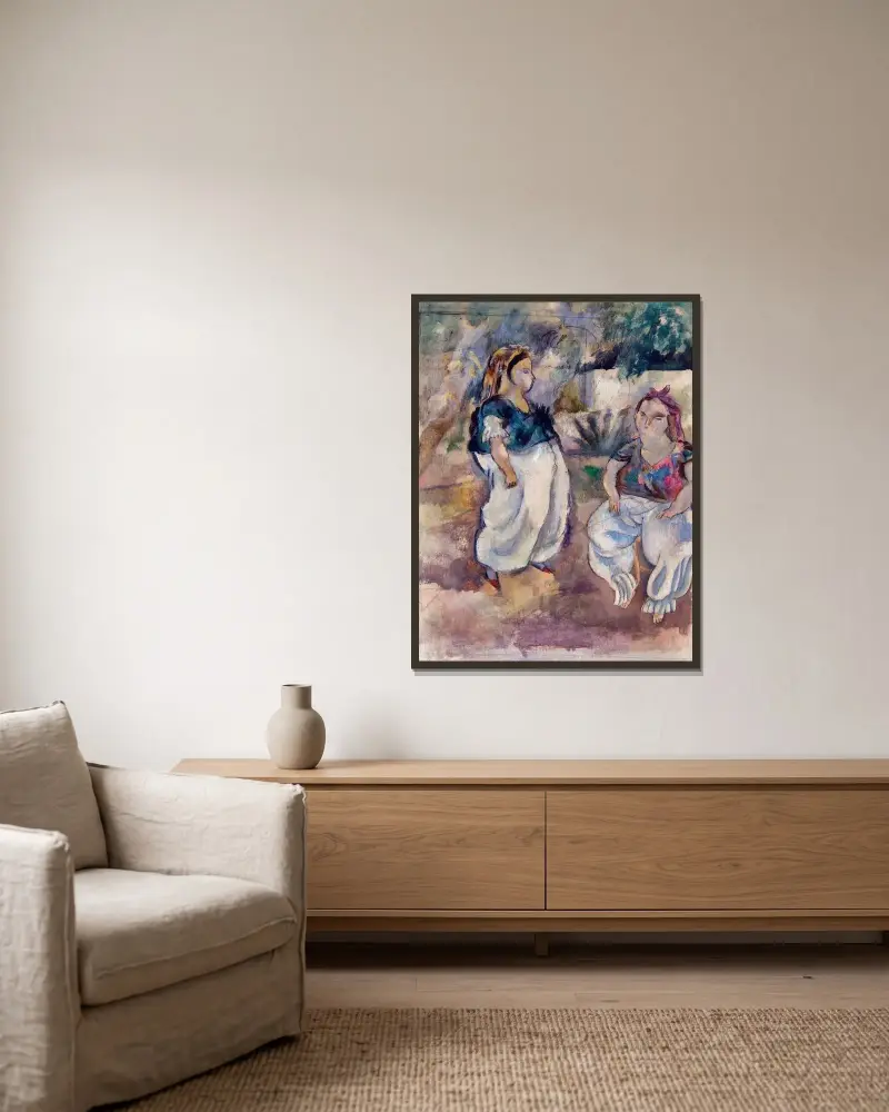 De tunisiska kvinnorna av Jules Pascin inramad på en vägg