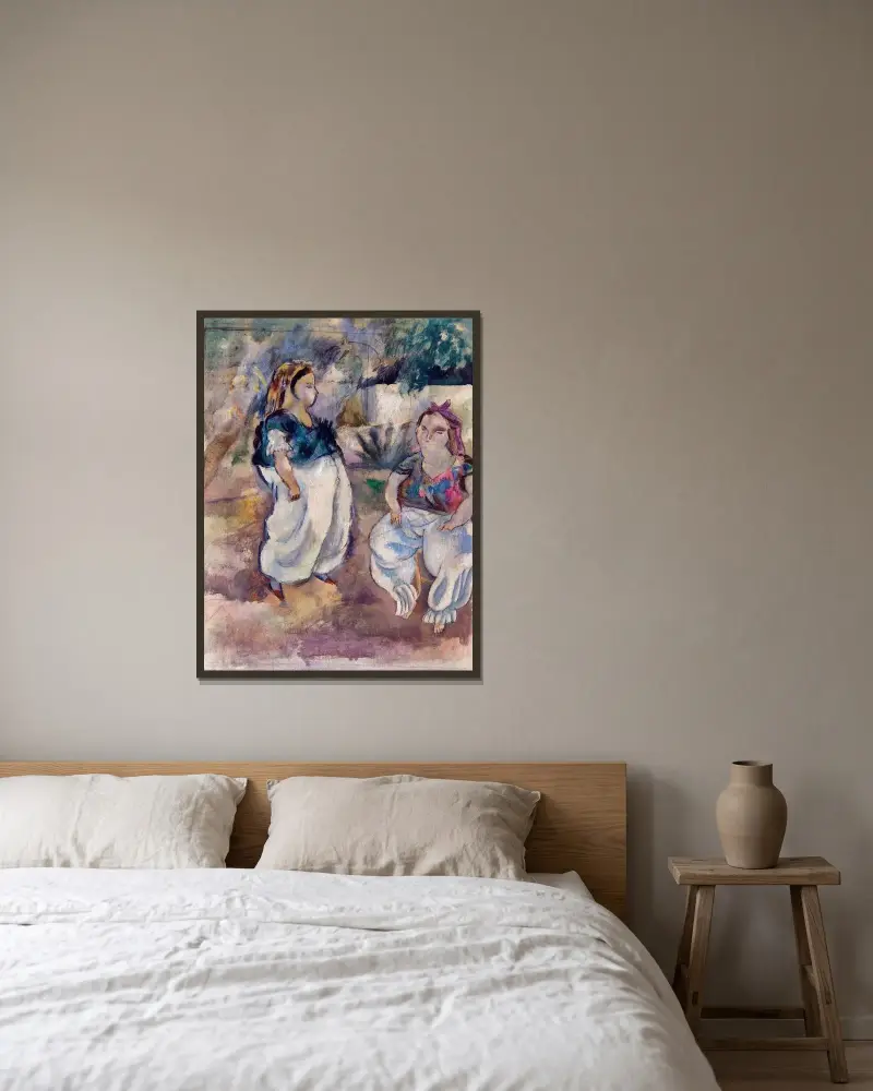De tunisiska kvinnorna av Jules Pascin inramad på en vägg