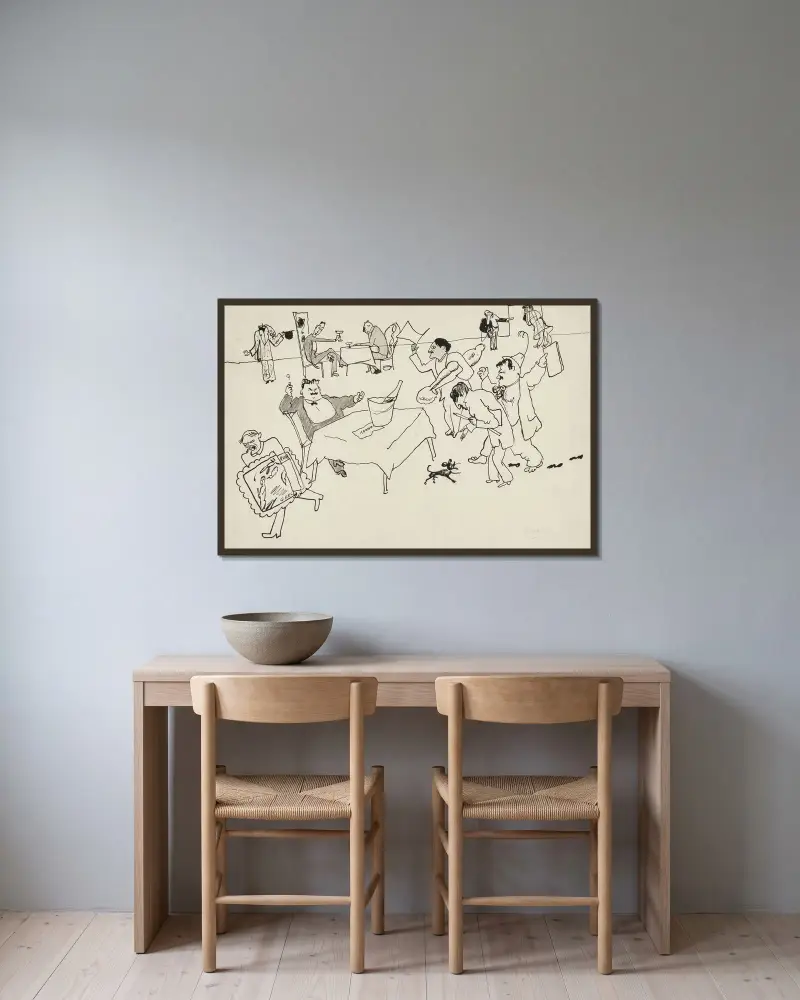 Konsttjuvarna av Jules Pascin inramad på en vägg