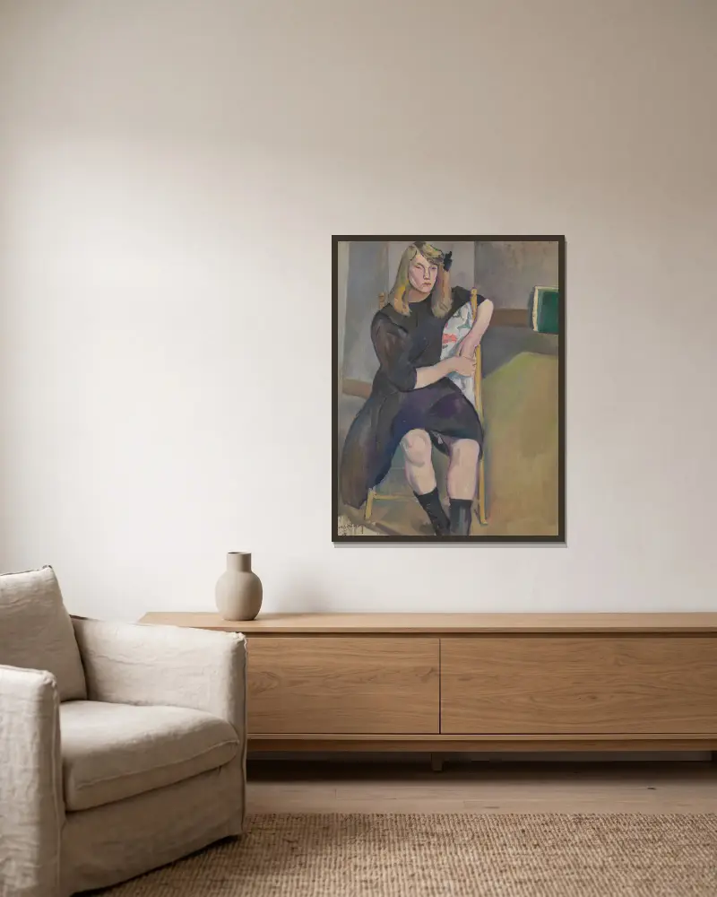 Die kleine Jeanne von Jules Pascin gerahmt an einer Wand