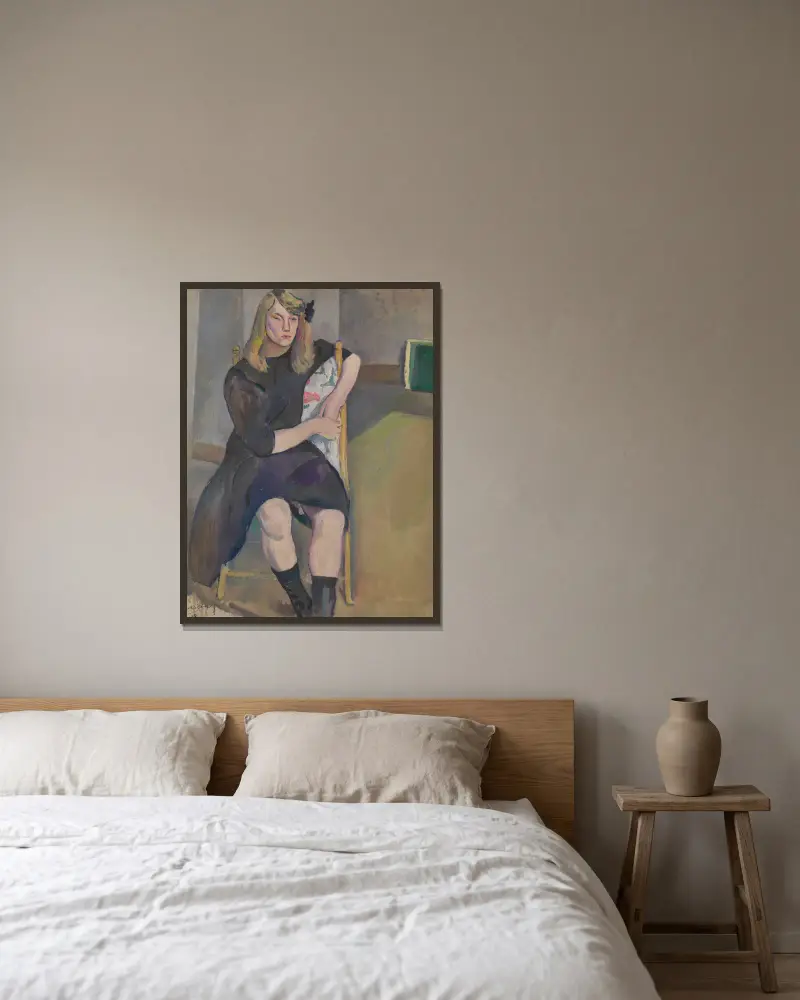 Die kleine Jeanne von Jules Pascin gerahmt an einer Wand