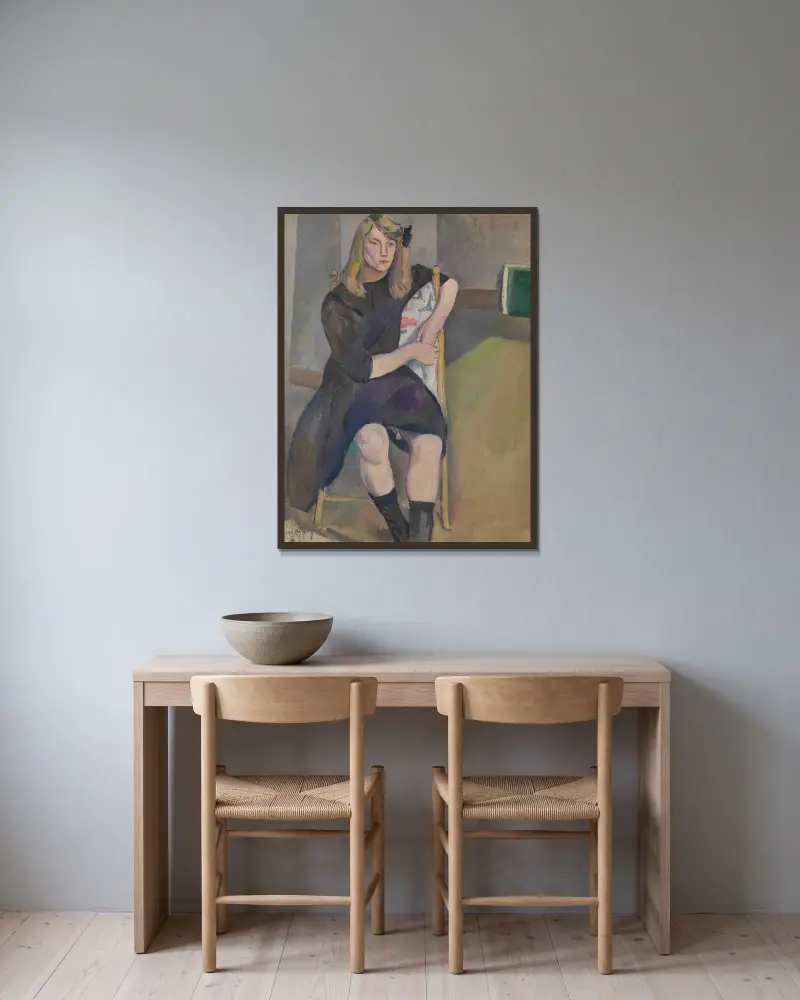 Die kleine Jeanne von Jules Pascin gerahmt an einer Wand