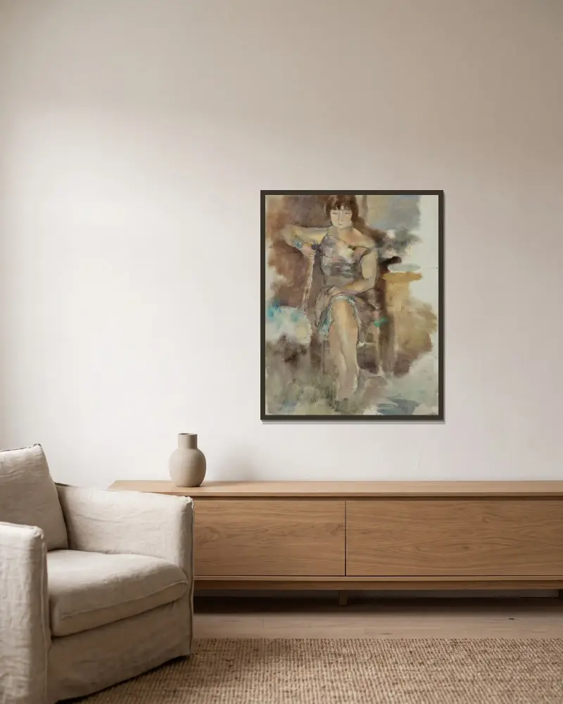 Lucy i Fontenay-aux-Roses av Jules Pascin inramad på en vägg