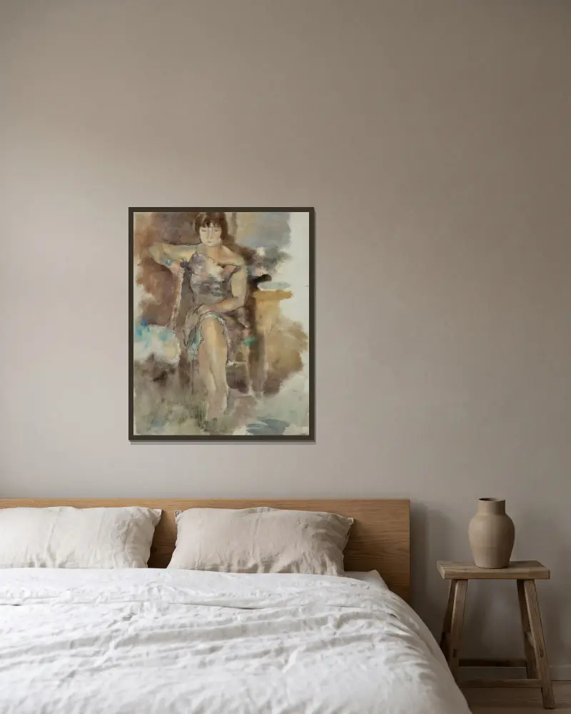 Lucy i Fontenay-aux-Roses av Jules Pascin inramad på en vägg