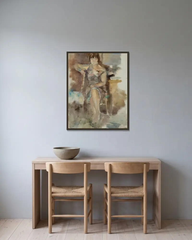 Lucy i Fontenay-aux-Roses av Jules Pascin inramad på en vägg