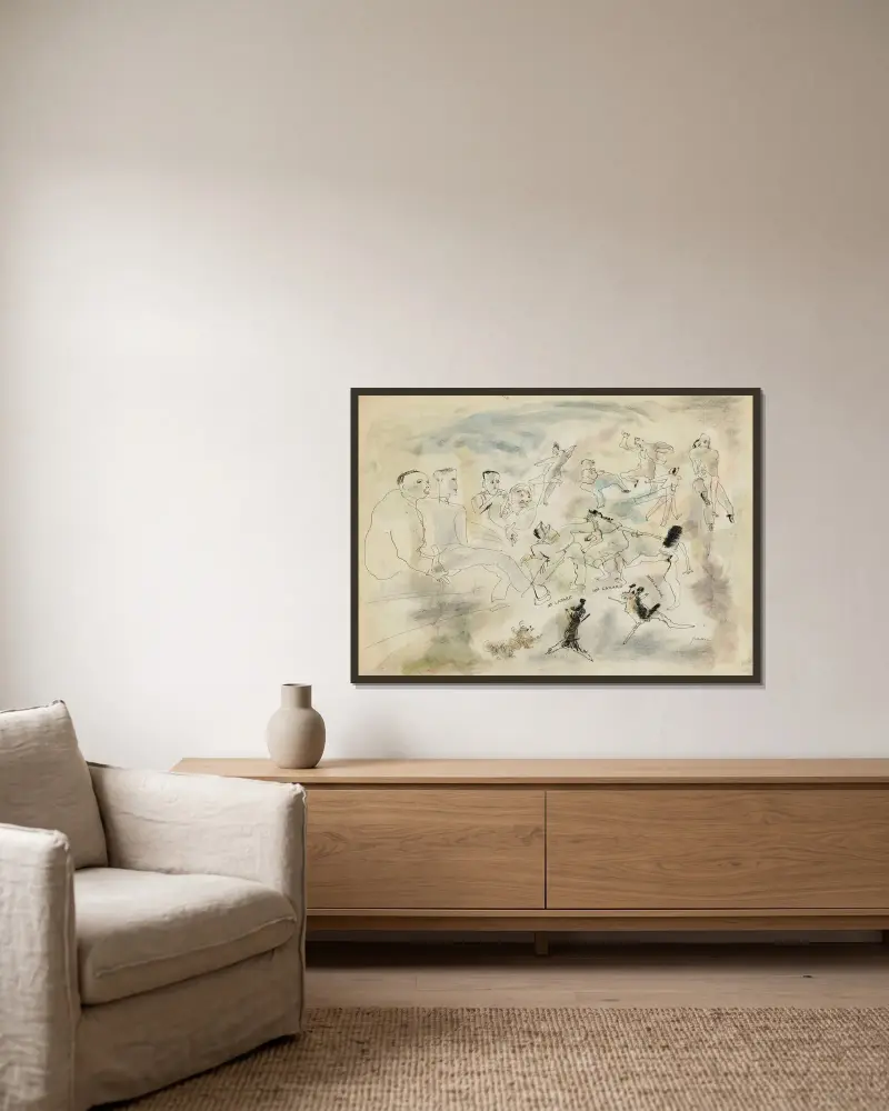 Mr Lazare, Mrs Lazare, Miss Lazare av Jules Pascin inramad på en vägg
