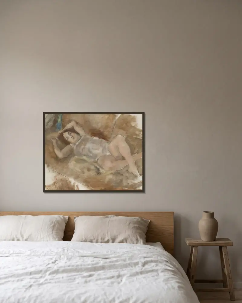 Liggande naken av Jules Pascin inramad på en vägg