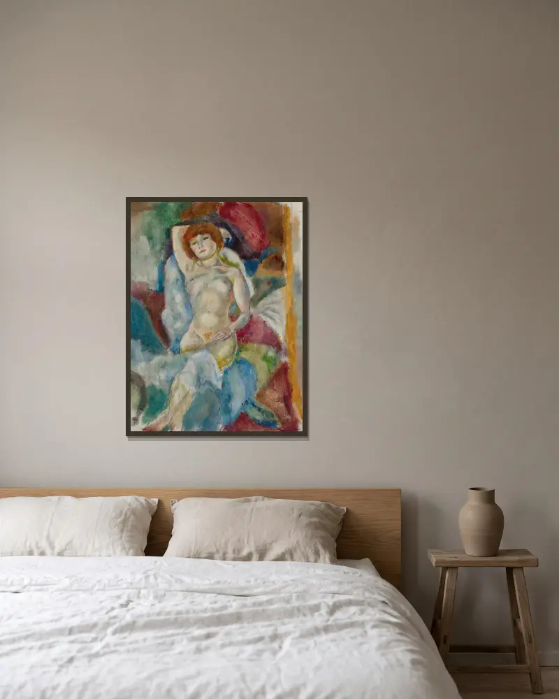 Akt mit erhobenem Arm von Jules Pascin gerahmt an einer Wand