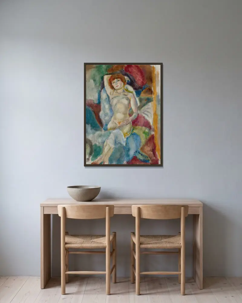 Akt mit erhobenem Arm von Jules Pascin gerahmt an einer Wand