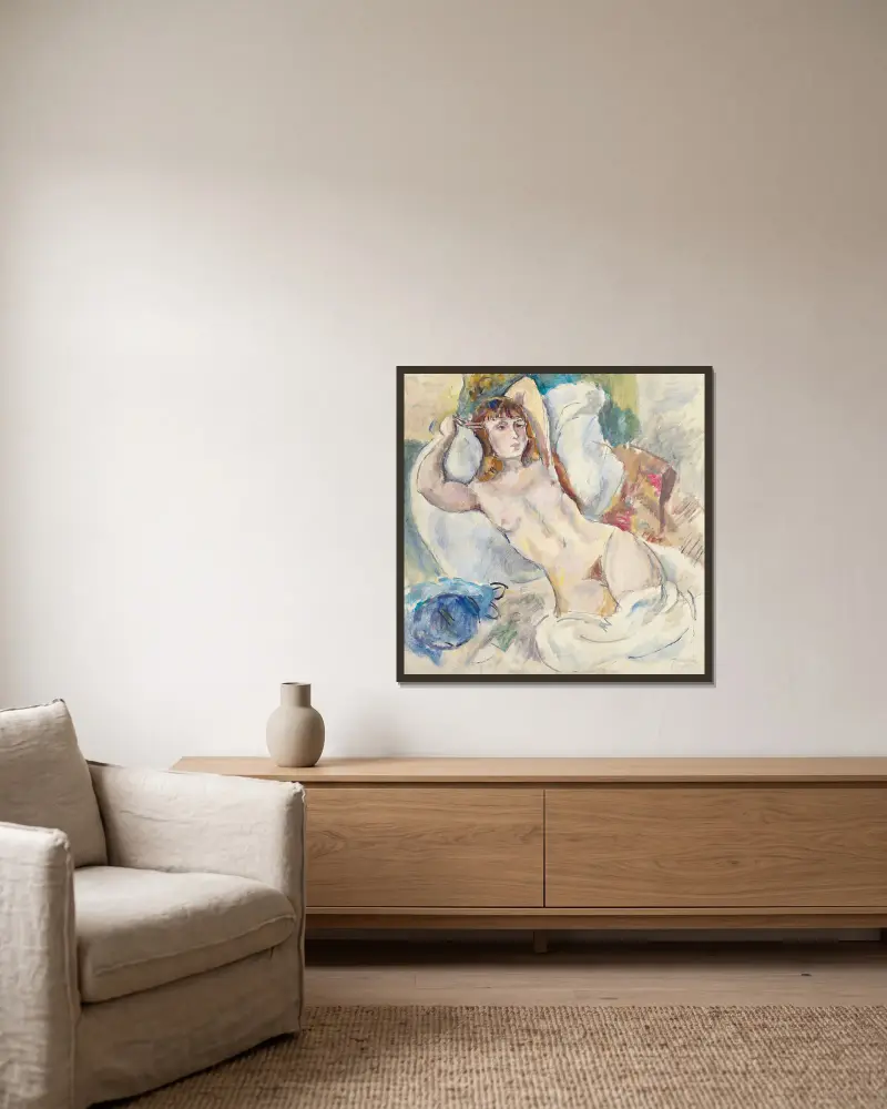 Akt na otomanie, Jules Pascin w ramie na ścianie