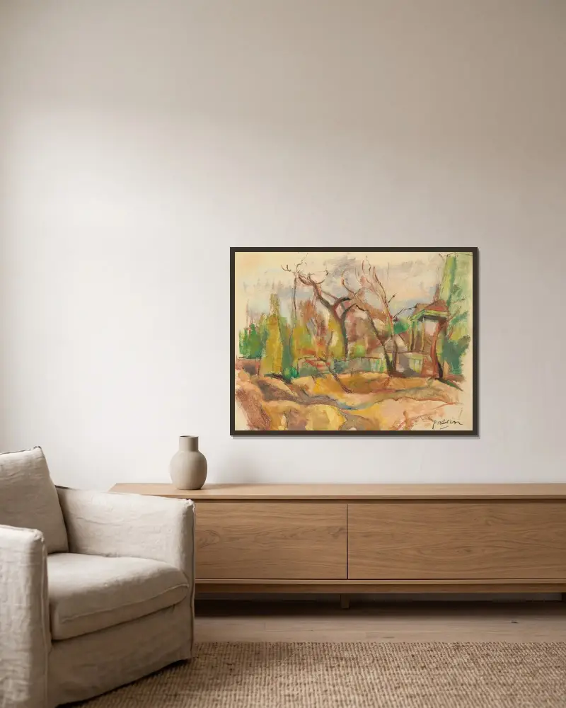 Landskap från Kuba av Jules Pascin inramad på en vägg