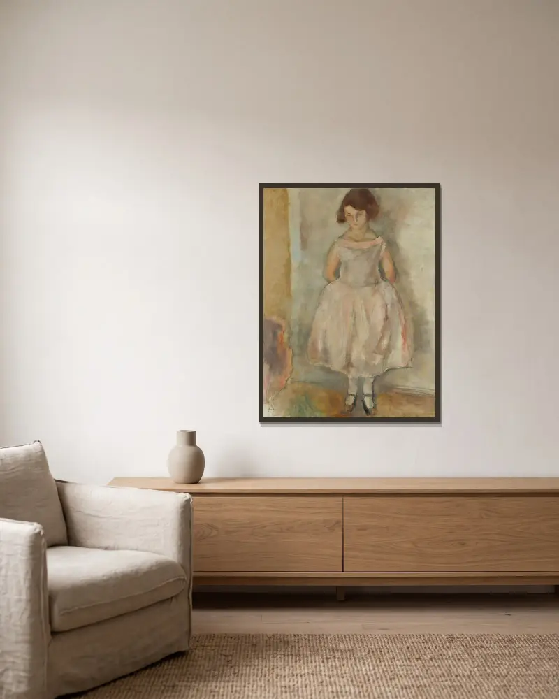 Portrait De Jeune Fille av Jules Pascin inramad på en vägg