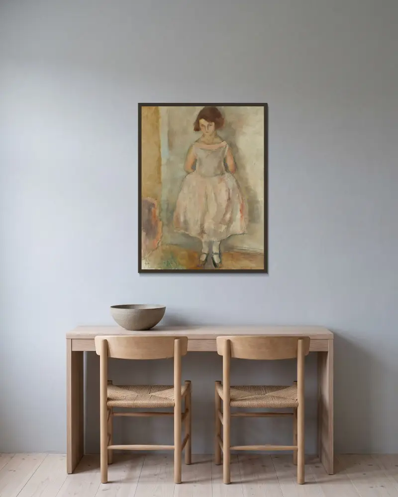 Portrait De Jeune Fille av Jules Pascin inramad på en vägg