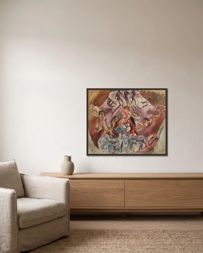 Réunion infernale av Jules Pascin inramad på en vägg