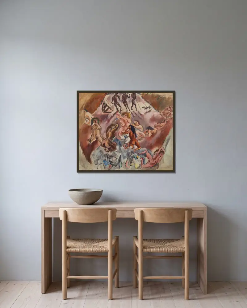 Réunion infernale av Jules Pascin inramad på en vägg