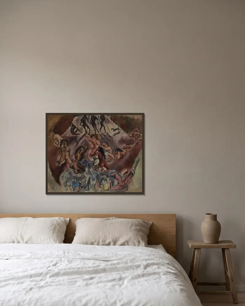 Réunion infernale av Jules Pascin inramad på en vägg