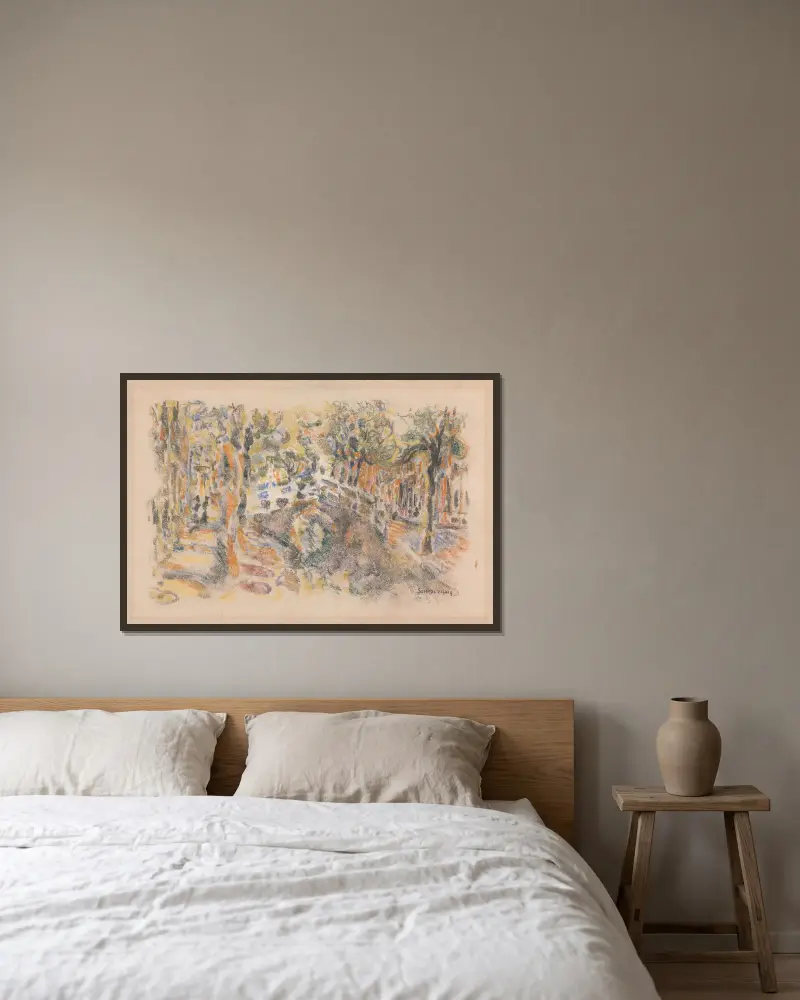 Kanal mit Brücke von Jules Schmalzigaug gerahmt an einer Wand