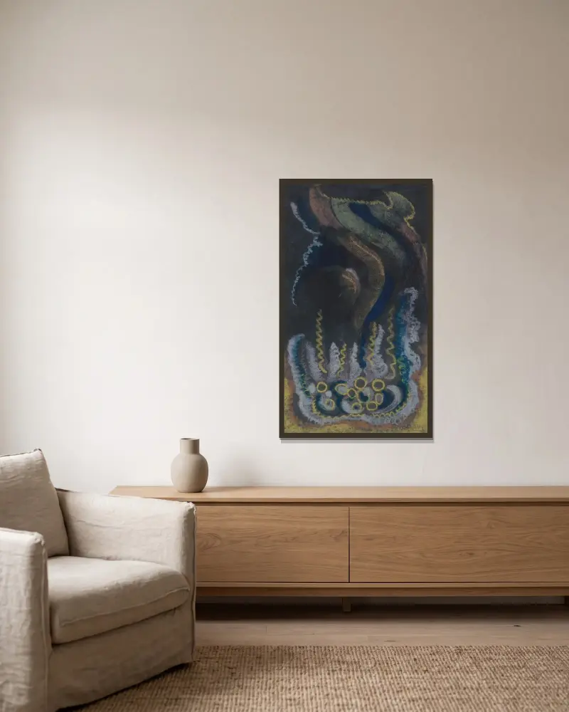 Medusa och grönt spår av Jules Schmalzigaug inramad på en vägg