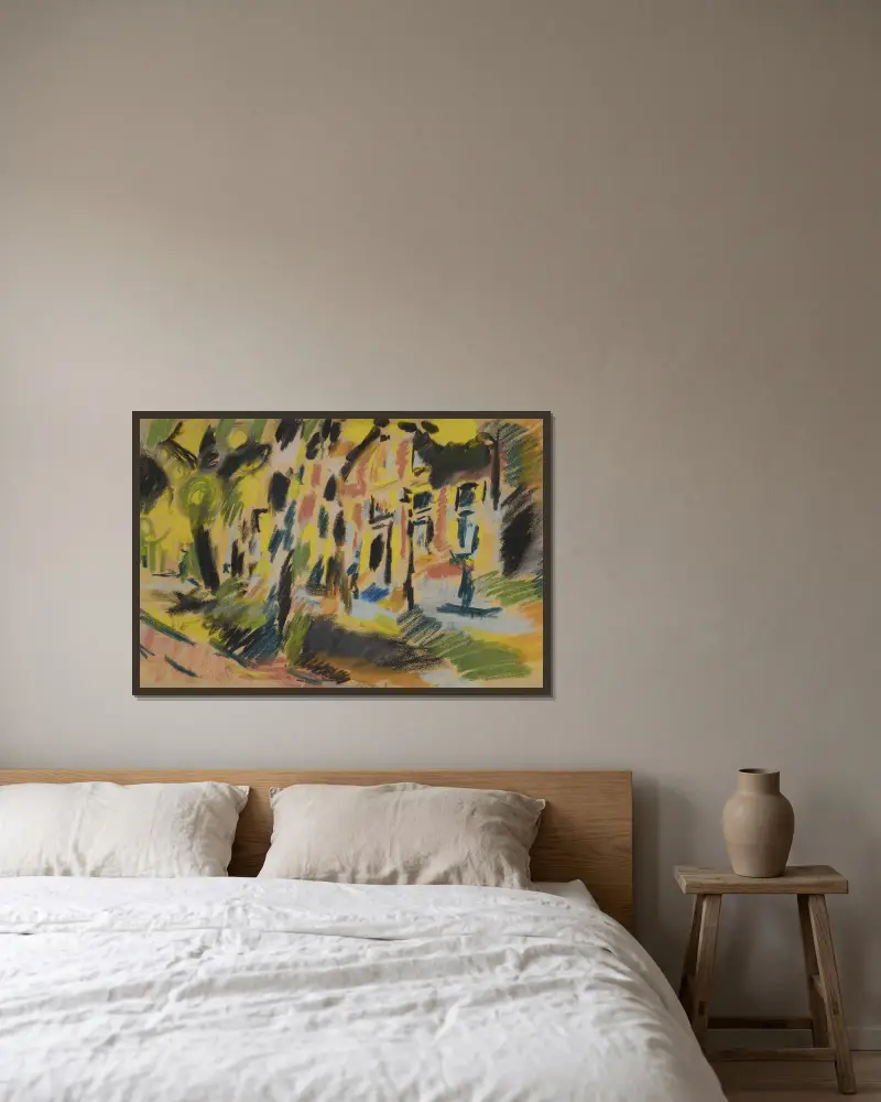Blick auf Delft von Jules Schmalzigaug gerahmt an einer Wand