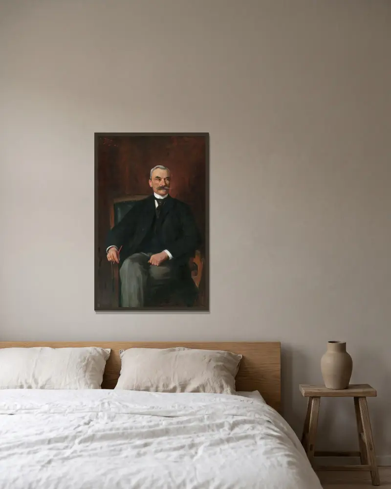 Dr. Stanislaus Ritter von Madeyski av Julian Falat inramad på en vägg