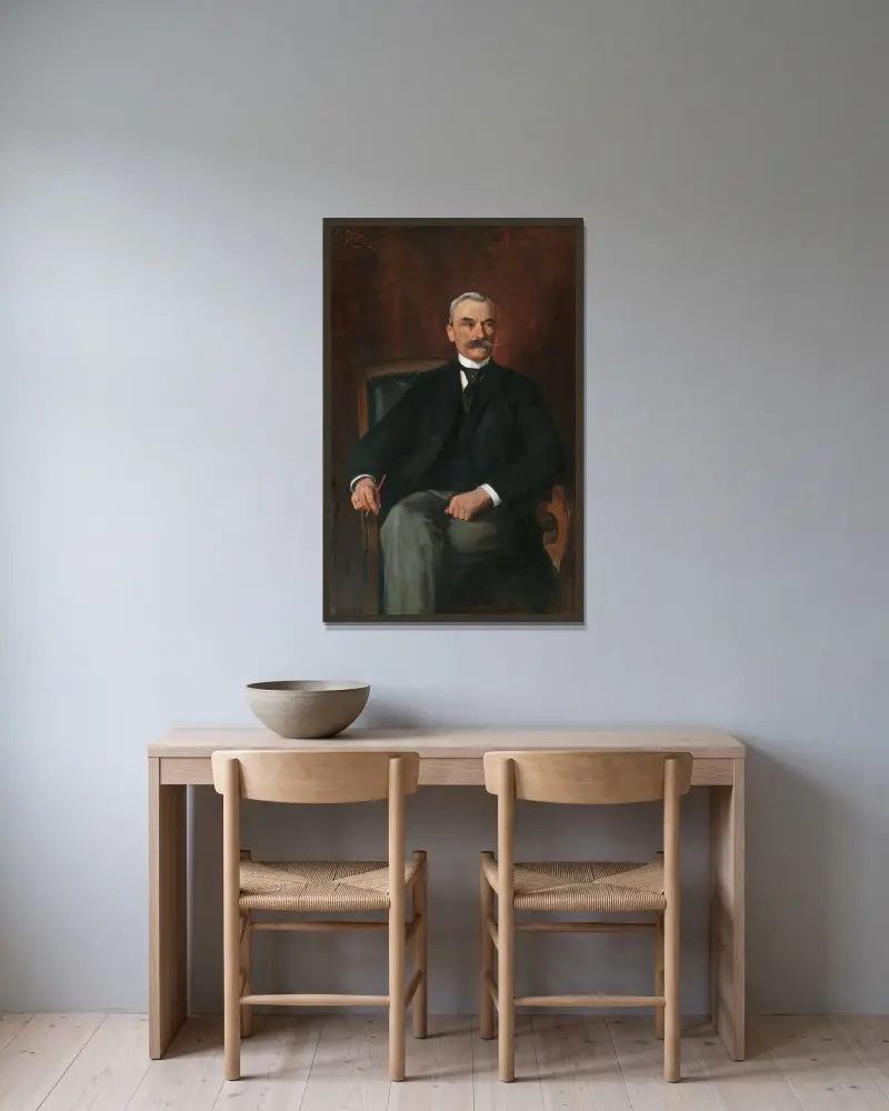 Dr. Stanislaus Ritter von Madeyski av Julian Falat inramad på en vägg