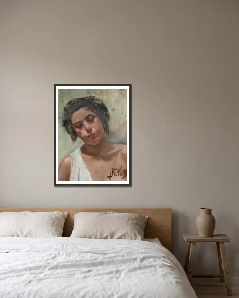Mädchen, Studie von Julian Falat gerahmt an einer Wand